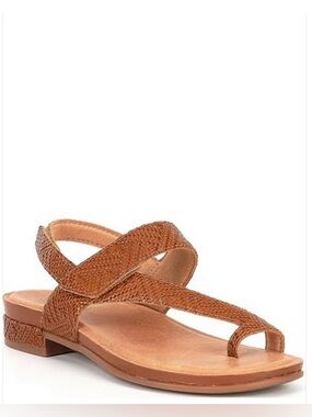 Brioso Dorado Embossed Woven Leather Toe-Loop Sandals